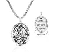 VASSAGO Saint Christopher Necklace St Christopher Medal Pendant Amulet Necklace Religious Protection Jewelry for Men Women (silver)