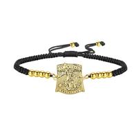 VASSAGO Saint Michael Bracelet St Michael the Archangel Bracelet | Guardian Angel Medal Catholic Protection Jewelry Gifts for Men Women Adjustable Rope & Stainless Steel Chain