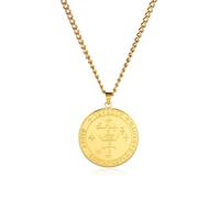 VASSAGO Saint Michael Pendant Necklace for Men Women Guardian Angel Sigil Medallion Archangel Michael Pendant Spiritual Protection Amulets Religious Jewelry (gold)