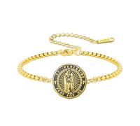 VASSAGO Saint Peregrine Bracelet for Women Men Stainless Steel Adjustable Handmade Braided String Bracelet Cancer Patients Healing Protection Jewelry Gift