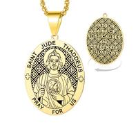 VASSAGO San Judas Tadeo for Men Women Stainless Steel Double Sided，Gold