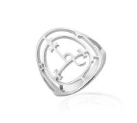 VASSAGO Sigil of Lilith Ring for Women Men Pagan Goddess Statement Ring Stylish Witchcraft Mythology Inspired Jewelry (silver, P 1/2)