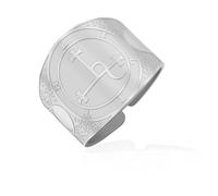 VASSAGO Sigil of Lilith Ring for Women Men Stainless Steel Demon Lilith Symbol Ring Pagan Witchy Mythology Jewelry Gift (silver, R 1/2)