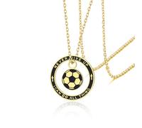 VASSAGO Soccer/Basketball Necklace Never Give Up I Can Do All Things Pendant Motivational Inspirational Sport Jewelry Gifts for Men Women (gold soccer necklace)