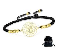 VASSAGO Sri Yantra Chakra Bracelet for Women Men Handmade Adjustable Yantra Braided Rope String Bracelets Sacred Geometry Hinduism Symbol Amulet Yoga Meditation Jewelry
