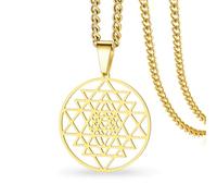 VASSAGO Sri Yantra Chakra Necklace for Women Men Handmade Shri Yantra Necklace Sacred Geometry Pendant Hinduism Symbol Amulet Yoga Meditation Spiritual Energy Religion Jewelry