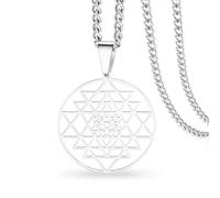 VASSAGO Sri Yantra Chakra Necklace for Women Men Handmade Shri Yantra Necklace Sacred Geometry Pendant Hinduism Symbol Amulet Yoga Meditation Spiritual Energy Religion Jewelry