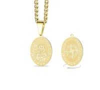 VASSAGO St Brigid Cross Necklace Double Sided Saint Bridget Necklaces Irish Celtic Cross Pendant Catholic Patron Saint Protection Christian Religious Jewelry Women Men Gift，Gold
