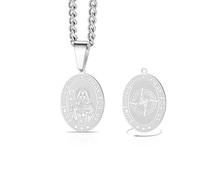 VASSAGO St Brigid Cross Necklace Double Sided Saint Bridget Necklaces Irish Celtic Cross Pendant Catholic Patron Saint Protection Christian Religious Jewelry Women Men Gift，Silver