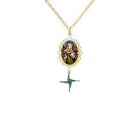 VASSAGO St Brigid Cross Necklace Goddess Saint Bridget Necklace Irish Celtic Cross Pendant Christian Protection Amulet Religious Jewelry Gift Women Men (Gold 4)