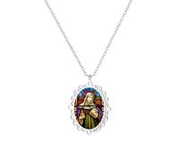 VASSAGO St Brigid Cross Necklace Goddess Saint Bridget Necklace Irish Celtic Cross Pendant Christian Protection Amulet Religious Jewelry Gift Women Men (Silver 1)