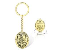 VASSAGO St Christopher Keychain Saint Christopher Protect Us Medal Keyring Saint of Travelers Prayer Protection Jewelry for Men Women (gold)