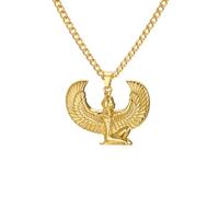 VASSAGO Stainless Steel Egyptian Isis Goddess Necklace for Women Men | Winged Goddess Pendant Necklace Stainless Steel Ancient Egypt Greek Protection Amulet Mythology Jewelry Gift