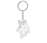 VASSAGO Stainless Steel Hollow Out Animal Keychain Backpack Car Purse Keys Accessories Purse Charm Key Ring for Men and Women (dog head keychain, silver)