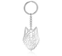 VASSAGO Stainless Steel Hollow Out Animal Keychain Backpack Car Purse Keys Accessories Purse Charm Key Ring for Men and Women (wolf head keychain, silver)