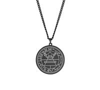 VASSAGO Stainless Steel Solomon Necklace Jupiter Seal Amulet Key of Solomon Jewelry Archangel Pendant for Men Women, Stainless Steel, No Gemstone