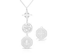 VASSAGO Stainless Steel Triple Protection Necklace With Witch Knot Tetragrammaton Pentagram Saint Benedict Medal Witchcraft Pagan Amulet Jewerly for Women Men，Silver 4