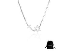 VASSAGO Star of David Cross Necklace for Women Stainless Steel Jewish Star Y Necklace Christian Cross Pendant Religious Talisman Amulet Israel Jewelry (silver choker)