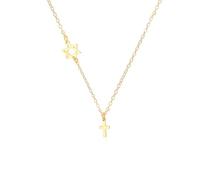 VASSAGO Star of David Cross Necklace for Women Stainless Steel Jewish Star Y Necklace Christian Cross Pendant Religious Talisman Amulet Israel Jewelry (gold pendant)