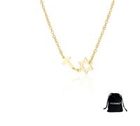 VASSAGO Star of David Cross Necklace for Women Stainless Steel Jewish Star Y Necklace Christian Cross Pendant Religious Talisman Amulet Israel Jewelry (gold choker)