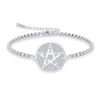 VASSAGO Tetragrammaton Bracelet Stainless Steel Magical Seal Pentagram Pendant Hebrew Name of God Charm Wicca Amulet Jewelry for Men Women
