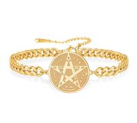 VASSAGO Tetragrammaton Bracelet Stainless Steel Magical Seal Pentagram Pendant Hebrew Name of God Charm Wicca Amulet Jewelry for Men Women
