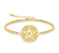 VASSAGO Tetragrammaton Bracelet Stainless Steel Magical Seal Pentagram Pendant Hebrew Name of God Charm Wicca Amulet Jewelry for Men Women