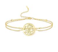 VASSAGO Tetragrammaton Pentagram Bracelet Sacred Hebrew Name of God YHVH Protection Witchcraft Pagan Amulet Jewelry Adjustable Bracelet Braided String for Women Men，Gold 2
