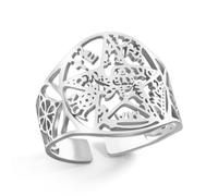 VASSAGO Tetragrammaton Pentagram Witches Knot Ring Celtic Knot Adjustable Ring Protection Amulet Witchcraft Pagan Irish Jewelry Gift for Women Men