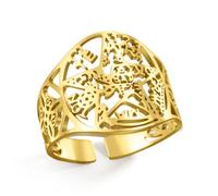 VASSAGO Tetragrammaton Pentagram Witches Knot Ring Celtic Knot Adjustable Ring Protection Amulet Witchcraft Pagan Irish Jewelry Gift for Women Men，Gold