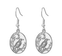 VASSAGO Viking Raven Earrings with Crescent Moon Branch for Women | Stainless Steel Odin Crow Ravens Drop Dangle Earrings Viking Warrior Norse Mythology Amulet Animal Jewelry Gifts