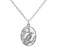 VASSAGO Viking Raven Necklace with Crescent Moon Branch | Stainless Steel Odin Crow Ravens Pendant Viking Warrior Norse Mythology Amulet Animal Jewelry for Men Women Gifts