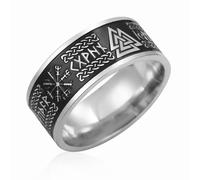 VASSAGO Viking Rings for Men Women Norse Runes Mjolnir Vegvisir Compass Triskele Valknut Helm of Awe Celtic Knot Triquetra Amulet Ring Jewelry Size 7-12 (Viking Ring-S1, P 1/2)