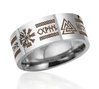 VASSAGO Viking Rings for Men Women Norse Runes Mjolnir Vegvisir Compass Triskele Valknut Helm of Awe Celtic Knot Triquetra Amulet Ring Jewelry Size 7-12 (Viking Ring-DS, N 1/2)