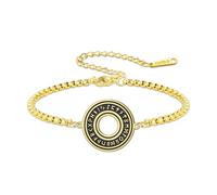 VASSAGO Viking Rune Bracelet Elder Futhark Norse Amulet Stainless Steel Adjustable Braided Cord Protection Talisman Bracelet Gothic Punk Unisex Gift for Men Women，Gold-Box Chain