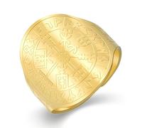 VASSAGO Viking Vegvisir Pirate Compass Ring for Men Women Stainless Steel Adjustable Viking Runes Axe Valknut Symbol Rings Vintage Norse Mythology Amulet Jewelry (Gold)