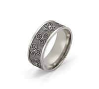 VASSAGO Vintage Viking Celtic Triskele Ring Stainless Steel Triple Spiral Irish Trinity Knot Jewelry for Men Women (Silver, T 1/2)