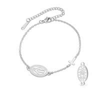 VASSAGO Virgin Mary Bracelet for Women Men Double-Sided Virgen de Guadalupe Rosary Bracelet Miraculous Medal Handmade Braided Rope Catholic Christian Religious Jewelry Gift (Silver 7)