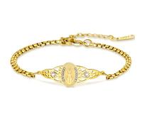 VASSAGO Virgin Mary Bracelet for Women Stainless steel Dainty Virgen de Guadalupe Rosary Jesus Cross Charm Link Bracelets Catholic Crucifix Christian Religious Baptism Gift