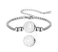 VASSAGO Virgin Mary Bracelet Stainless Steel Double Sided 3 Styles | Double Sided Charm: Mary Front & Rose Back, Stainless Steel, 3 Rope&Chain Styles, Adjustable, Unisex Daily Jewelry & Gift