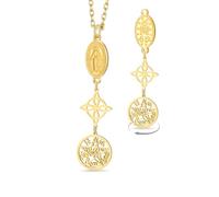 VASSAGO Virgin Mary Necklace Witches Knot Tetragrammaton Pentagram Necklace Celtic Knot Pendant Triple Protection Witchcraft Pagan Amulet Christian Religious Jewerly for Women Men (Gold2)