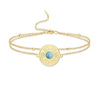 VASSAGO Wheel of Hecate Bracelet Stainless Steel Hecate Pendant Adjustable Handmade Colored Beaded Braided Jewelry Pagan Wicca Amulet for Women Men (gold-layered)
