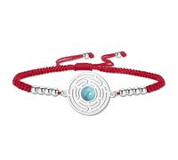 VASSAGO Wheel of Hecate Bracelet Stainless Steel Hecate Pendant Adjustable Handmade Colored Beaded Braided Jewelry Pagan Wicca Amulet for Women Men (silver-red rope)
