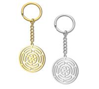 VASSAGO Wheel of Hecate Keychain for Women Men Hekate Strophalos Keyring Stainless Steel Pagan Wicca Amulet Jewelry (silver+gold)