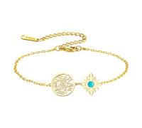 VASSAGO Witches Knot and Tetragrammaton Pentagram Bracelet Adjustable Celtic Knot Turquoise Name of God Charm Bracelet Protection Witchcraft Pagan Jewelry for Women Men (Gold 6)