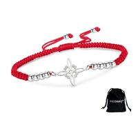 VASSAGO Witches Knot Bracelet for Women Men Stainless Steel Magic Celtic Knot Adjustable Colored Beaded Braided Witch Knot Bracelets String Wiccan Witchcraft Jewelry (Witch Knot-R/S)
