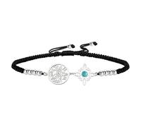 VASSAGO Witches Knot Bracelet Tetragrammaton Pentagram Bracelet Celtic Knot Turquoise Pendant Name of God Adjustable Braided Rope String Protection Witchcraft Pagan Jewelry (Silver-Black String 3)