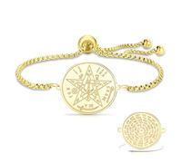 VASSAGO Witches Knot Bracelet Tetragrammaton Pentagram Bracelet Witch's Celtic Knot Pendant Adjustable Protection Witchcraft Pagan Jewelry for Women Men (Gold 3)