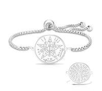 VASSAGO Witches Knot Bracelet Tetragrammaton Pentagram Bracelet Witch's Celtic Knot Pendant Adjustable Protection Witchcraft Pagan Jewelry for Women Men (Silver 3)