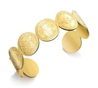 VASSAGO Witches Knot Cuff Bracelet Tetragrammaton Pentagram St Benedict Medal Celtic Knot Bangle Quadruple Protection Witchcraft Pagan Amulet Jewelry for Women Men